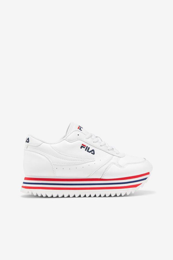 Fila Orbit Stripe Women's Sneakers - White/Navy/Red,NZ 197-68317